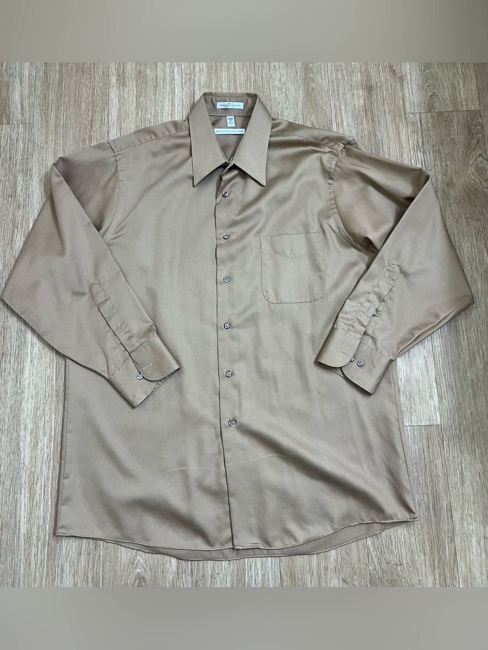 Geoffreyw Beene Men's Beige/Tan Long-Sleeve Dress Shirt
